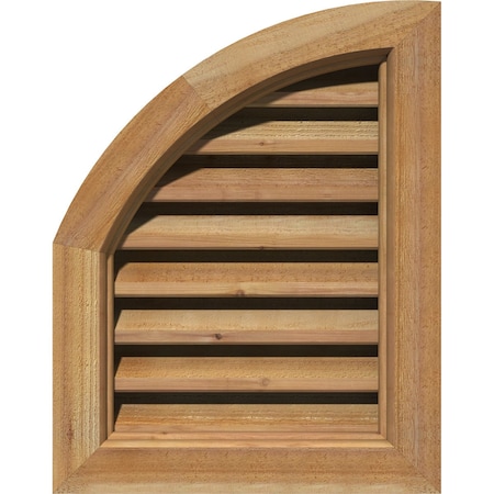 Quarter Round Top Left Functional Western Red Cedar Gable Vent W/Brick Mould Face Frame, 10W X 16H